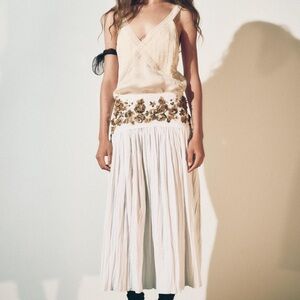 ZW collection midi skirt with beaded yoke white